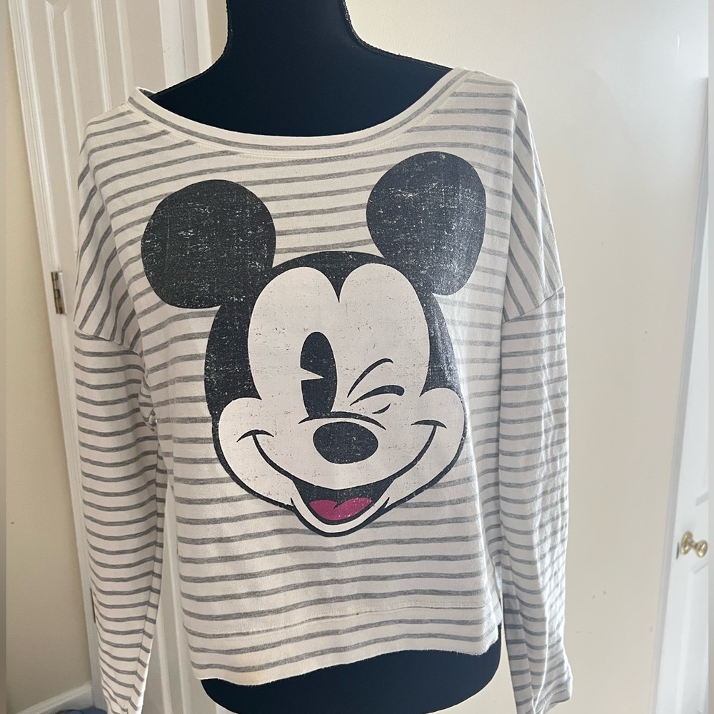 Vintage look/distressed Disney Mickey Mouse crop top sweater, soft , warm.